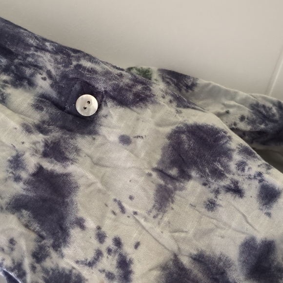 Caite Relaxed Fit Boho Cotton Tie-Dye Button-Up Coastal Oversized Beach Shirt S - Picture 4 of 6